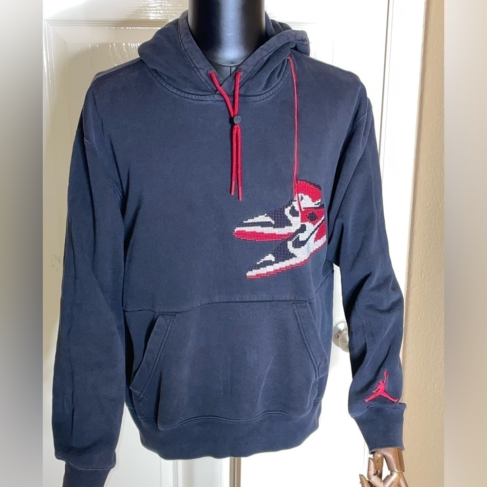 Jordan Jumpman Holiday Hoodie Pullover Black Mens Medium​​​​​​​​ - Picture 6 of 12
